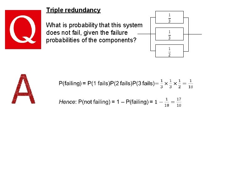 Triple redundancy What is probability that this system does not fail, given the failure