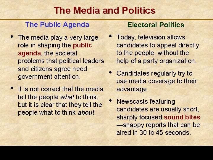Presentation Pro Media in Politics Chapter 8 Section