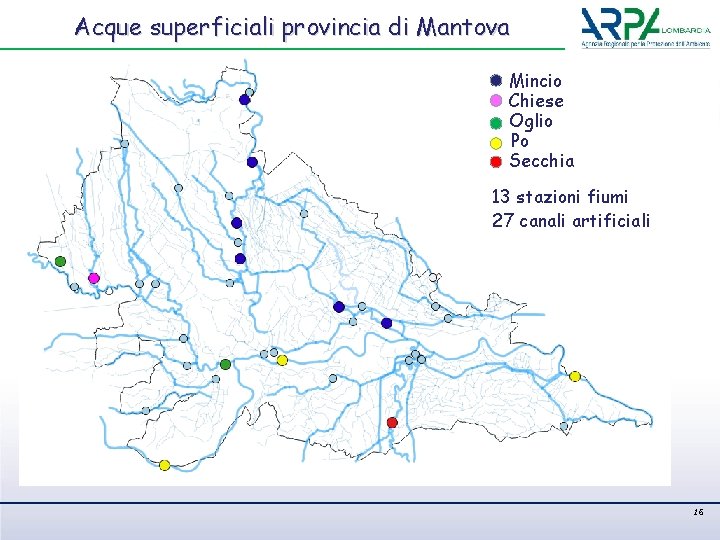 Acque superficiali provincia di Mantova Mincio Chiese Oglio Po Secchia 13 stazioni fiumi 27