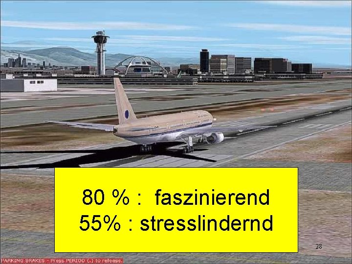 80 % : faszinierend 55% : stresslindernd 28 