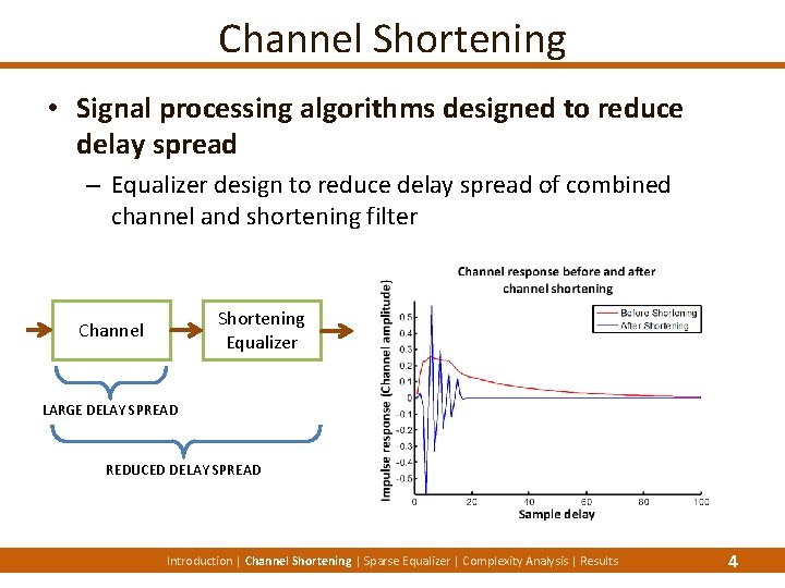 Channel Shortening • Signal processing algorithms designed to reduce delay spread – Equalizer design