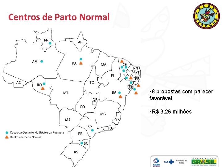 Centros de Parto Normal • 8 propostas com parecer favorável • R$ 3. 26