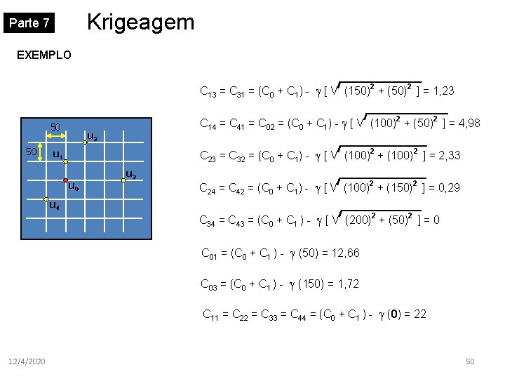 Krigeagem Parte 7 EXEMPLO C 13 = C 31 = (C 0 + C