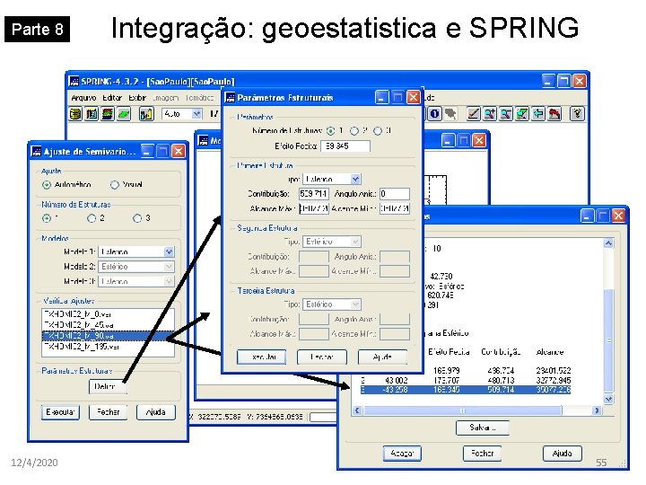 Parte 8 12/4/2020 Integração: geoestatistica e SPRING 55 