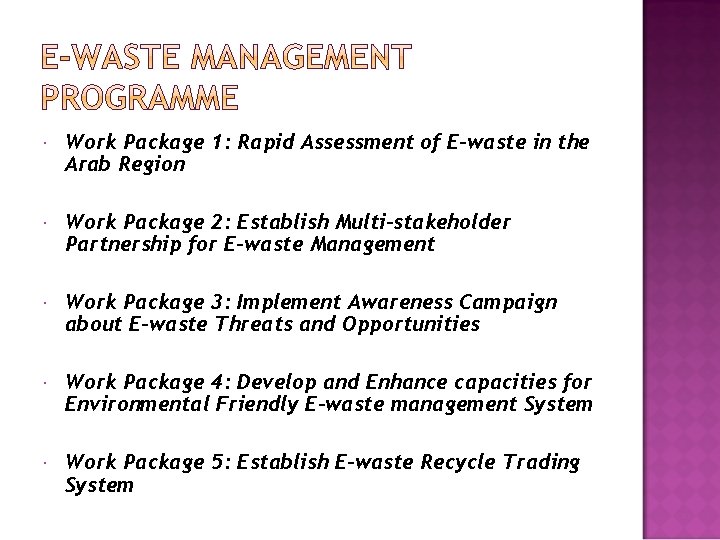 Work Package 1: Rapid Assessment of E-waste in the Arab Region Work Package Work Package 1: Rapid Assessment of E-waste in the Arab Region Work Package