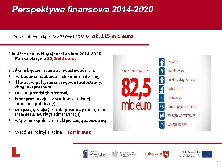 Perspektywa finansowa 2014 -2020 Polska otrzyma łącznie z PROW i PORYBY ok. 115 mld