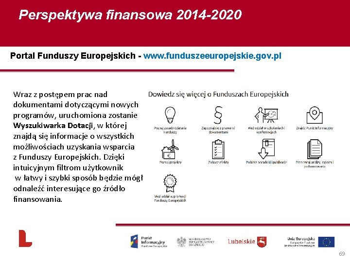 Perspektywa finansowa 2014 -2020 Portal Funduszy Europejskich - www. funduszeeuropejskie. gov. pl Wraz z