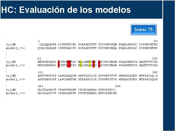 HC: Evaluación de los modelos Score: 75 