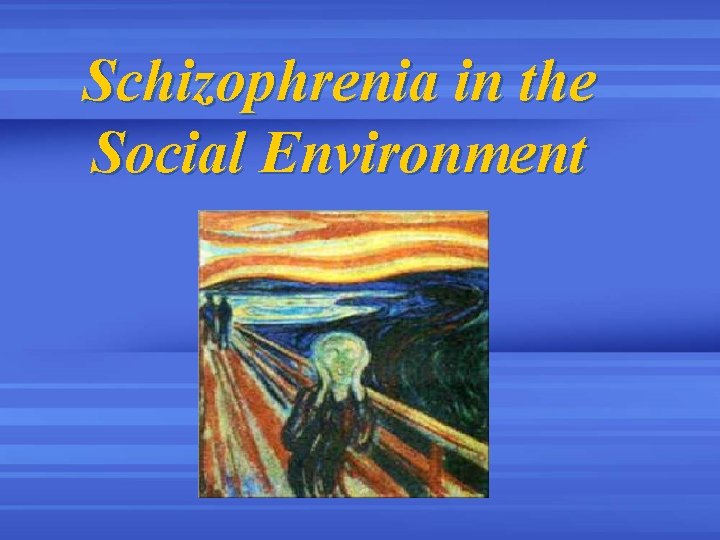 Schizophrenia in the Social Environment 