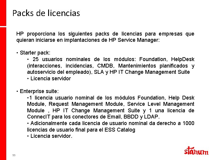 Packs de licencias HP proporciona los siguientes packs de licencias para empresas que quieran