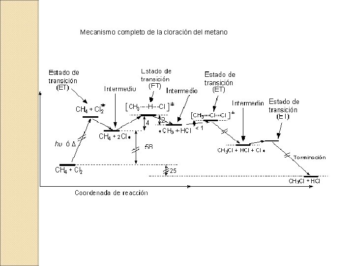 Mecanismo completo de la cloración del metano 
