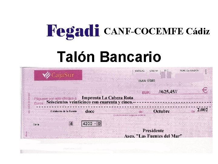 CANF-COCEMFE Cádiz Talón Bancario 