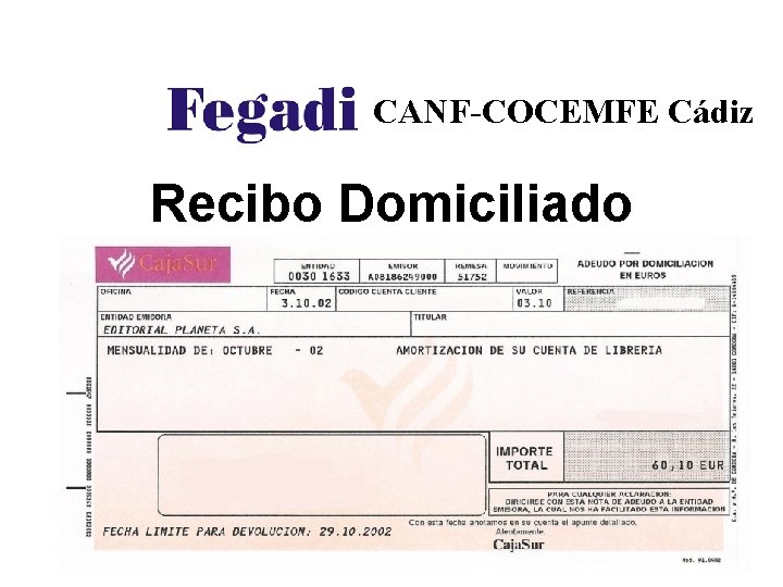CANF-COCEMFE Cádiz Recibo Domiciliado 