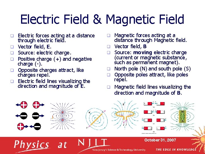 Electric Field & Magnetic Field q q q Electric forces acting at a distance
