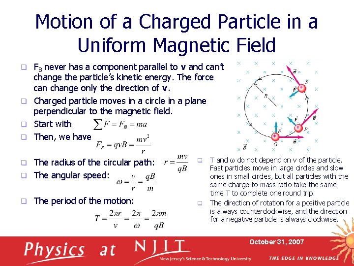 Motion of a Charged Particle in a Uniform Magnetic Field FB never has a
