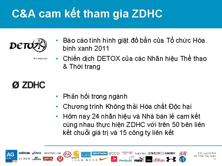 C&A cam kết tham gia ZDHC • Báo cáo tình hình giặt đồ bẩn