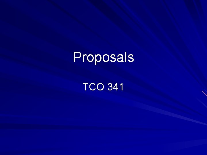 Proposals TCO 341 