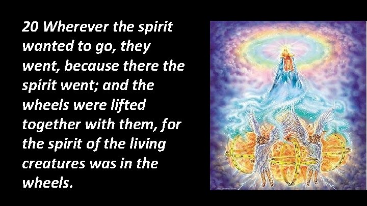 20 Wherever the spirit wanted to go, they went, because there the spirit went;