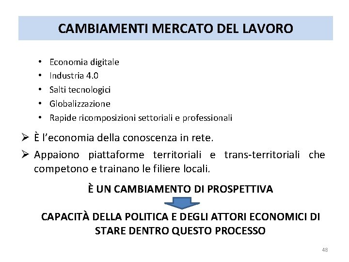 CAMBIAMENTI MERCATO DEL LAVORO • • • Economia digitale Industria 4. 0 Salti tecnologici CAMBIAMENTI MERCATO DEL LAVORO • • • Economia digitale Industria 4. 0 Salti tecnologici