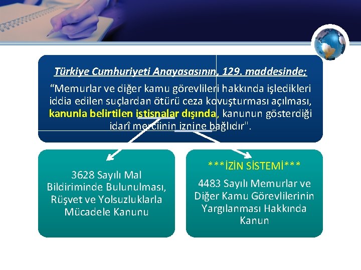 Türkiye Cumhuriyeti Anayasasının, 129. maddesinde; “Memurlar ve diğer kamu görevlileri hakkında işledikleri iddia edilen