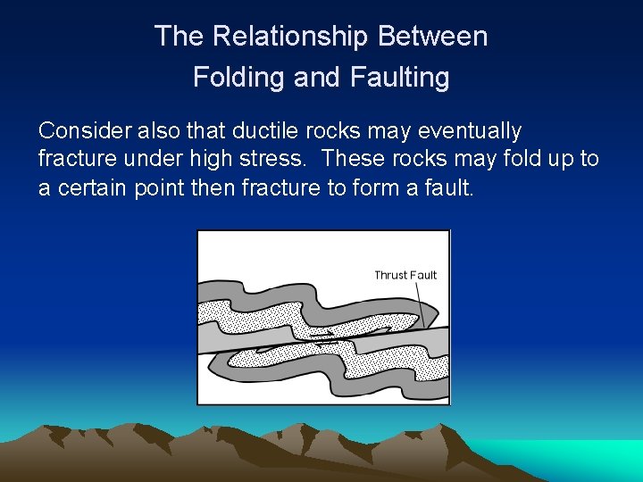 The Relationship Between Folding and Faulting Consider also that ductile rocks may eventually fracture