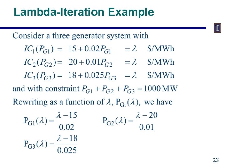 Lambda-Iteration Example 23 