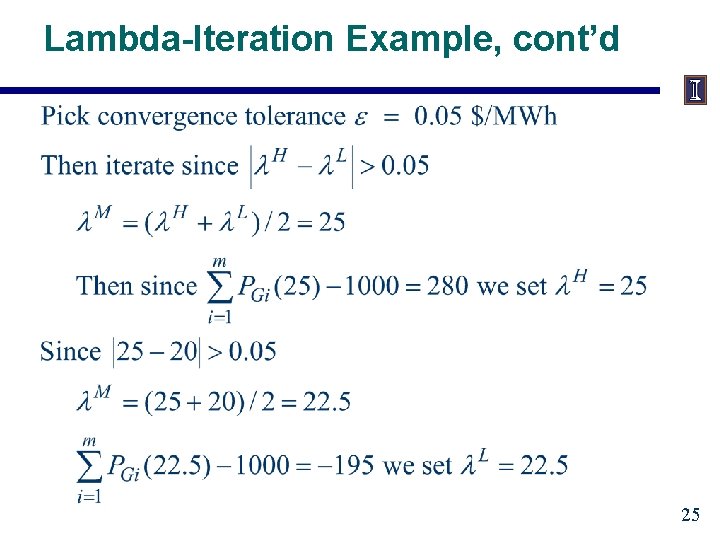 Lambda-Iteration Example, cont’d 25 