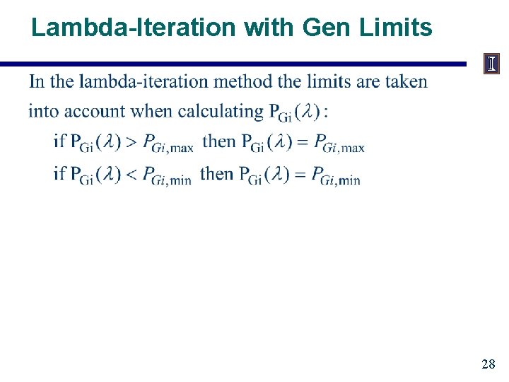 Lambda-Iteration with Gen Limits 28 