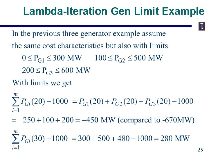 Lambda-Iteration Gen Limit Example 29 