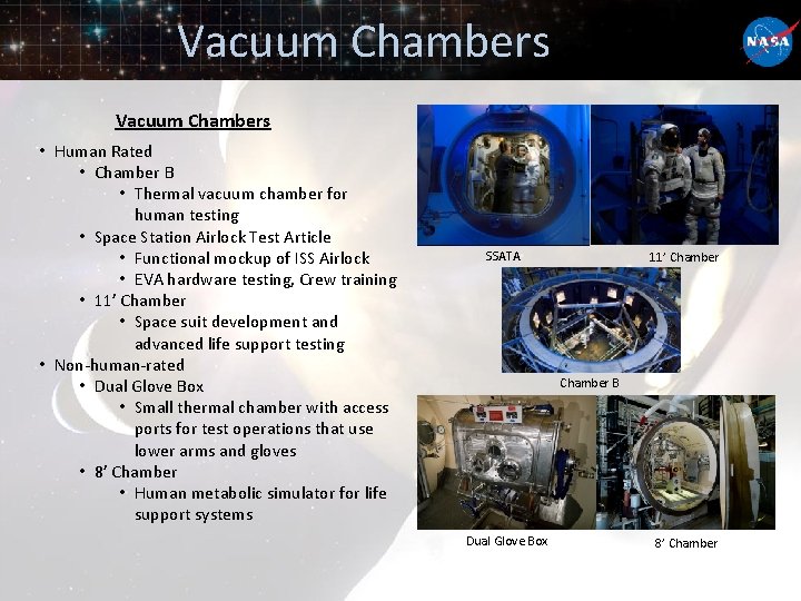Vacuum Chambers • Human Rated • Chamber B • Thermal vacuum chamber for human