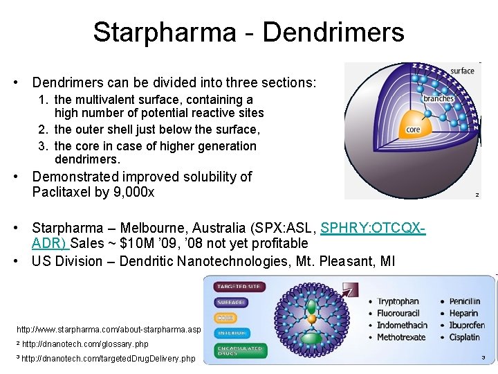 Starpharma - Dendrimers • Dendrimers can be divided into three sections: 1. the multivalent