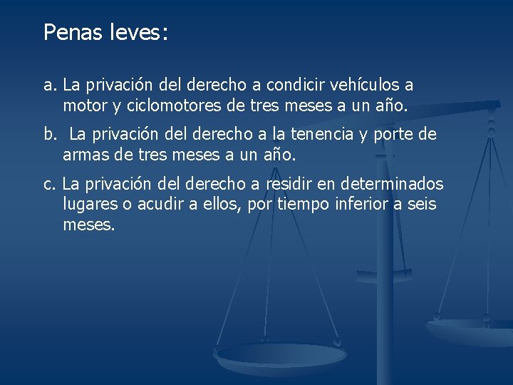 Penas leves: a. La privación del derecho a condicir vehículos a motor y ciclomotores