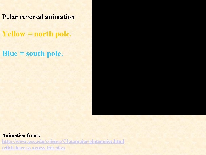 Polar reversal animation Yellow = north pole. Blue = south pole. Animation from :