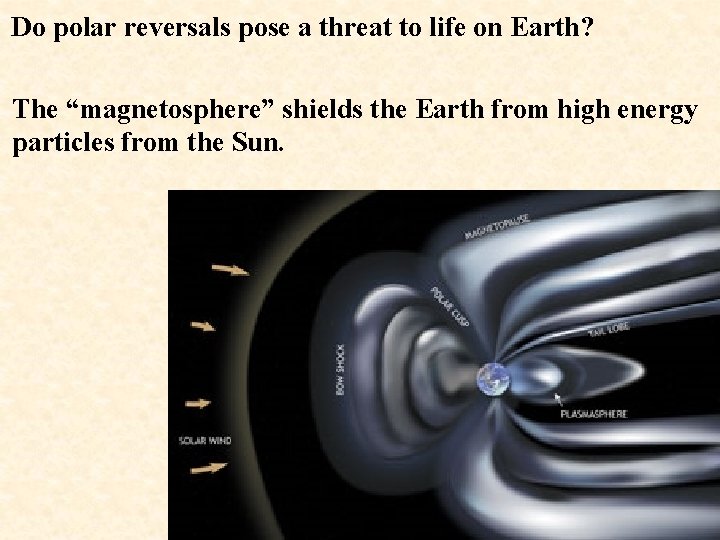 Do polar reversals pose a threat to life on Earth? The “magnetosphere” shields the