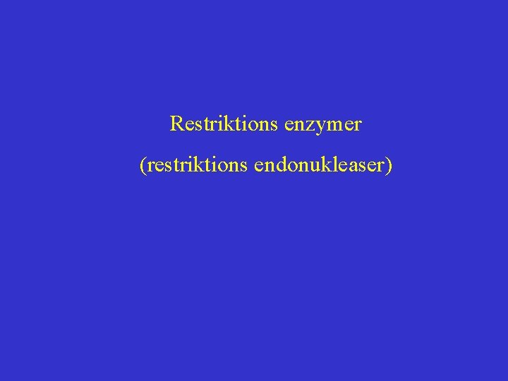 Restriktions enzymer (restriktions endonukleaser) 