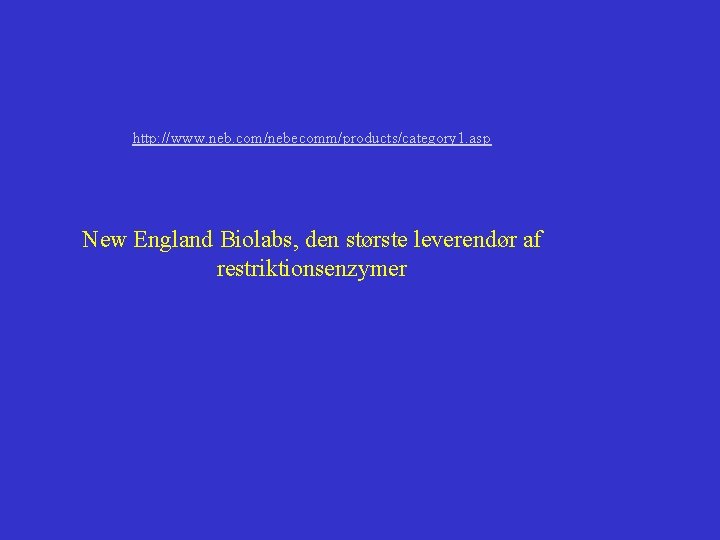 http: //www. neb. com/nebecomm/products/category 1. asp New England Biolabs, den største leverendør af restriktionsenzymer