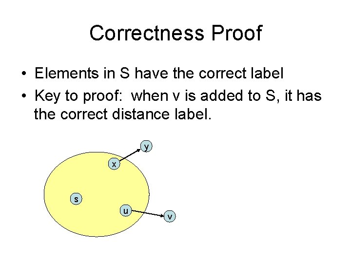 Correctness Proof • Elements in S have the correct label • Key to proof: