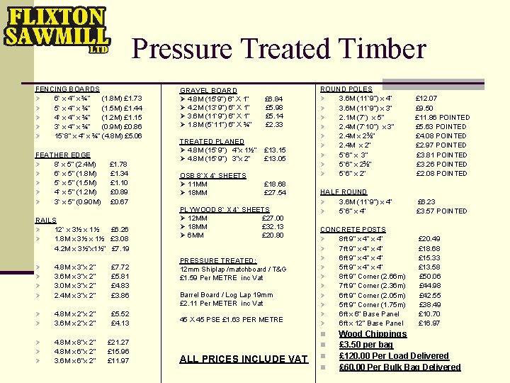 Pressure Treated Timber FENCING BOARDS Ø 6` x 4” x ¾” (1. 8 M)