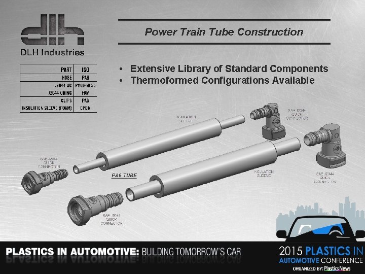 Power Train Tube Construction • Extensive Library of Standard Components • Thermoformed Configurations Available