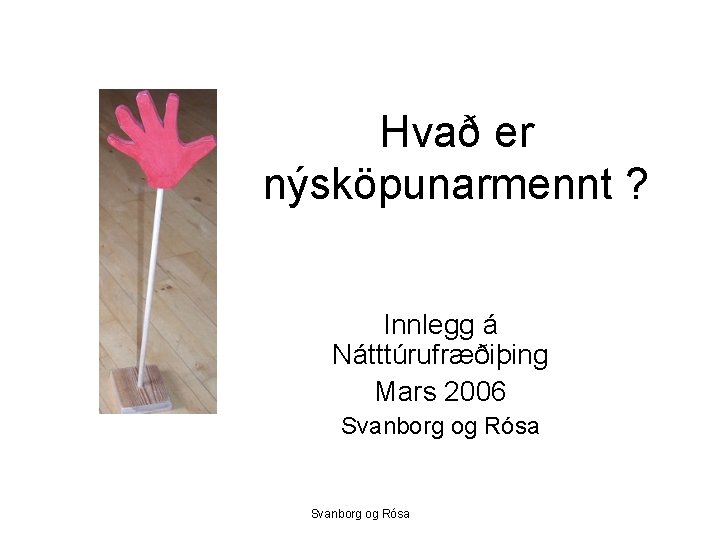 Hvað er nýsköpunarmennt ? Innlegg á Nátttúrufræðiþing Mars 2006 Svanborg og Rósa 