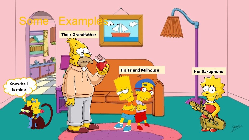 Some Examples… Their Grandfather His Friend Milhouse Snowball is mine Her Saxophone 