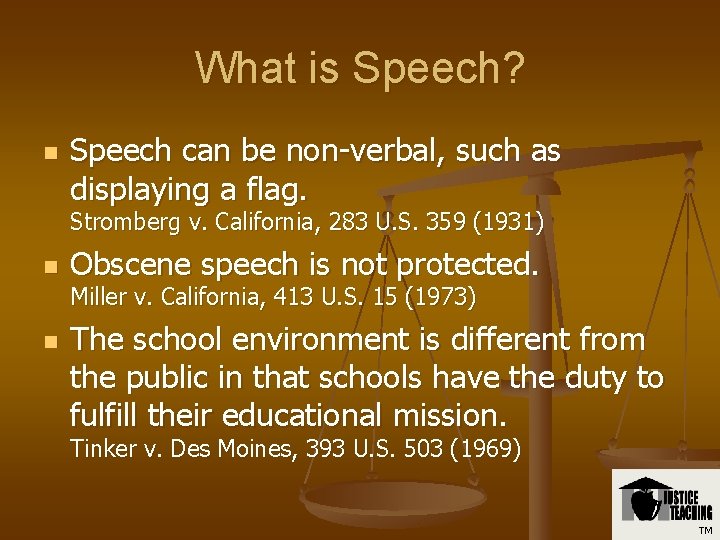 What is Speech? n Speech can be non-verbal, such as displaying a flag. Stromberg