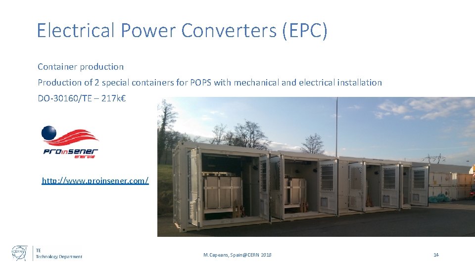 Electrical Power Converters (EPC) Container production Production of 2 special containers for POPS with