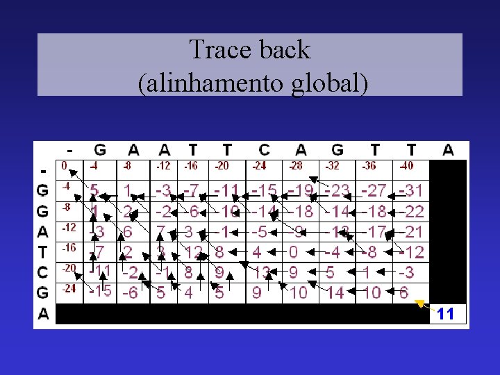 Trace back (alinhamento global) 