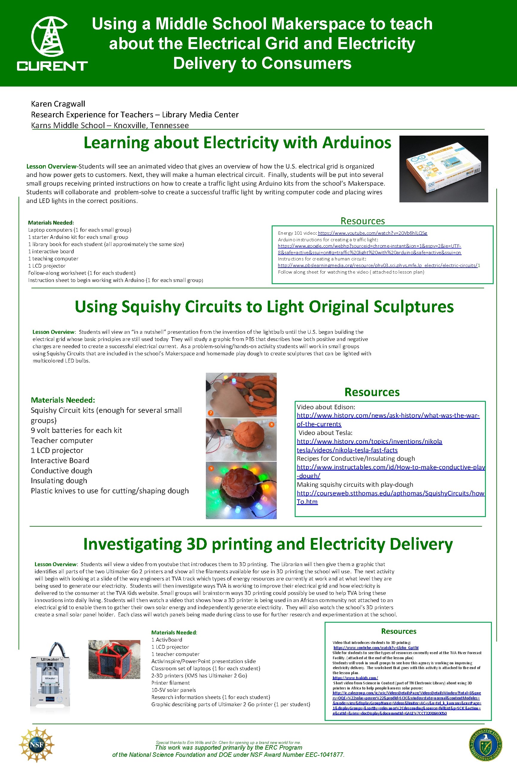 Using a Middle School Makerspace to teach about the Electrical Grid and Electricity Delivery