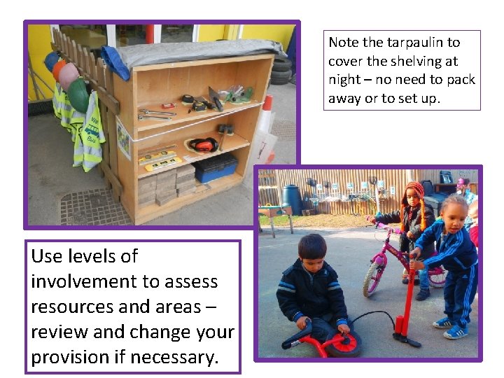 Note the tarpaulin to cover the shelving at night – no need to pack