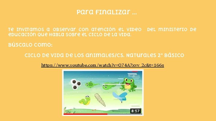 Para finalizar … Te invitamos a observar con atención el video educación que habla