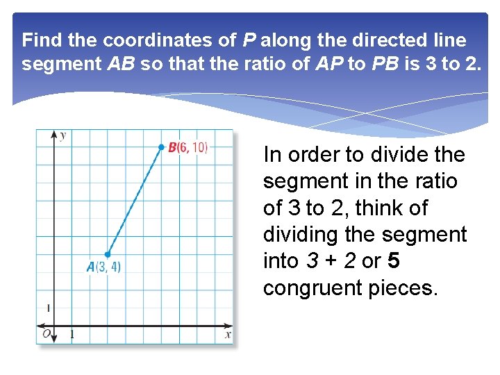 Find the coordinates of P along the directed line segment AB so that the