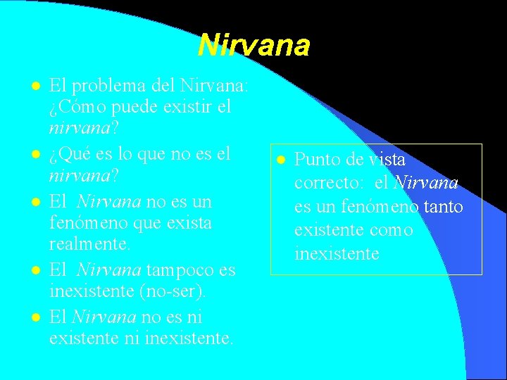 Nirvana l l l El problema del Nirvana: ¿Cómo puede existir el nirvana? ¿Qué Nirvana l l l El problema del Nirvana: ¿Cómo puede existir el nirvana? ¿Qué