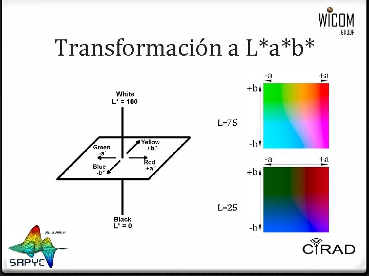 Transformación a L*a*b* L=75 L=25 Transformación a L*a*b* L=75 L=25